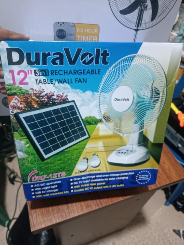 Duravolt 12 inches Rechargeable Table Fan.