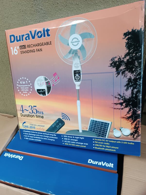 Duravolt 16 inches 4in1 Rechargeable Fan (Melody).
