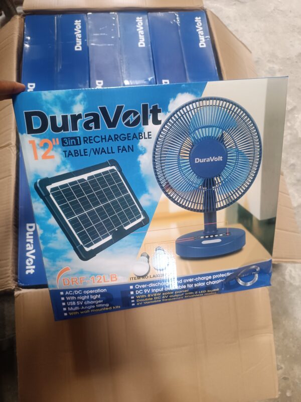 Duravolt 12 inches Rechargeable Table Fan 8V/8W