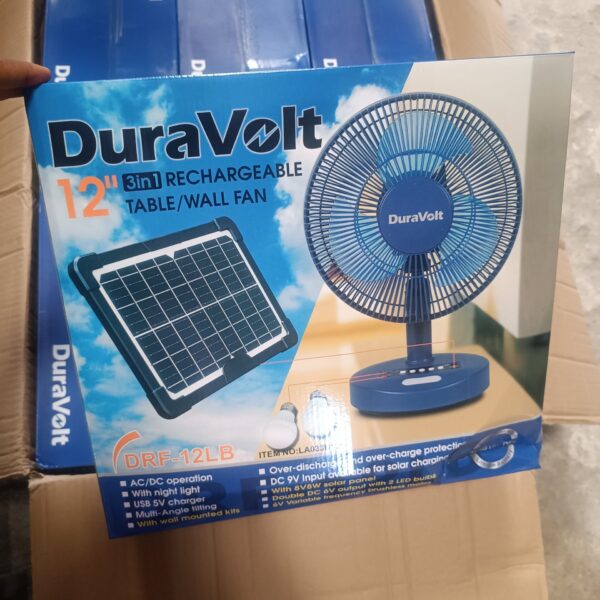 Duravolt 12 inches Rechargeable Table Fan 8V/8W