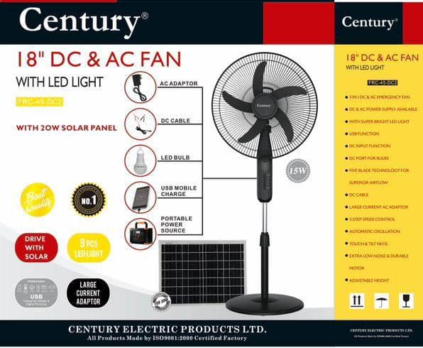 Century ACDC standing fan with panel