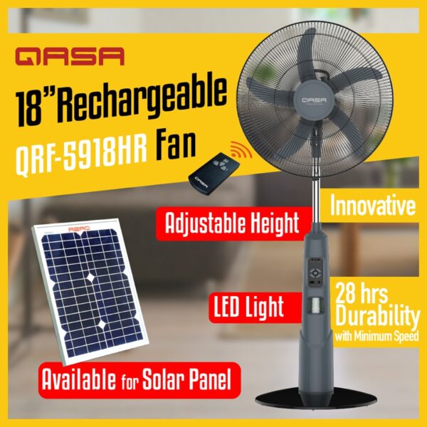 Qasa 18inch rechargeable fan   with remote