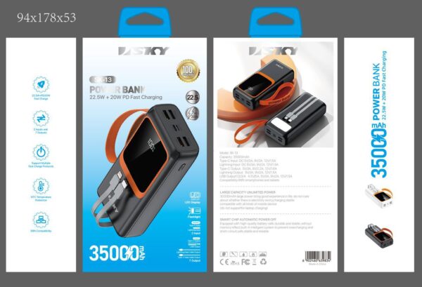 Sky sk-13 super fast charging power bank.     35000mah.