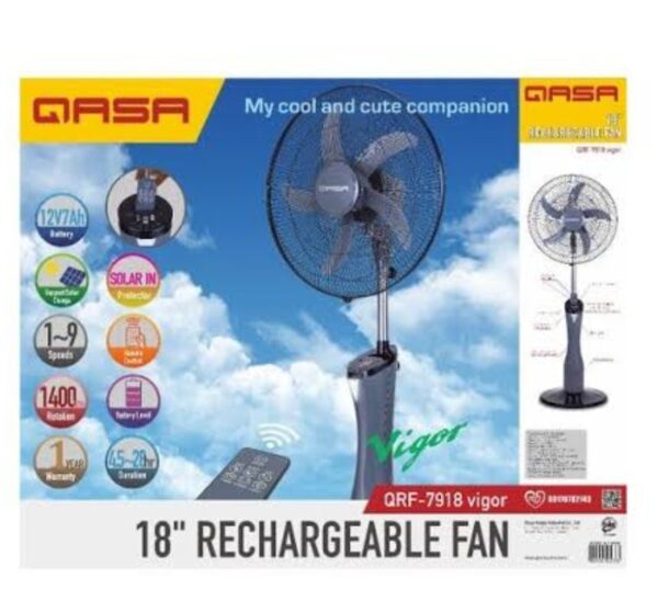 Qasa 18 inches Rechargeable Fan