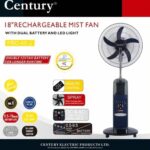 Century 18 inches Rechargeable Mist fan (Dual Battery).