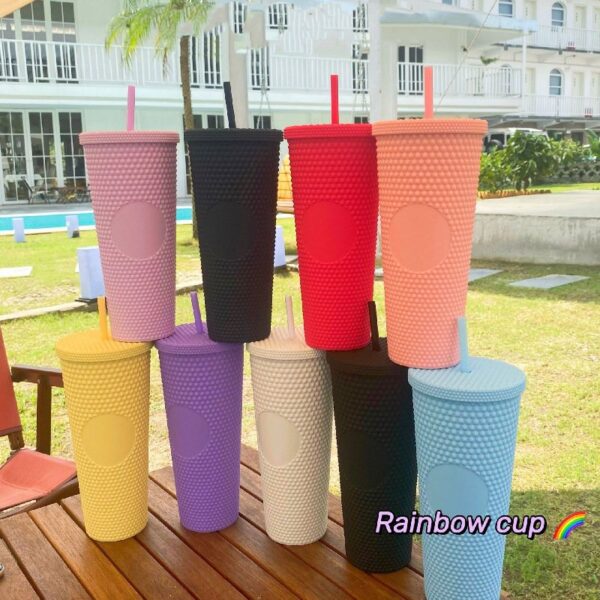 Rainbow Cup With Straw