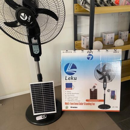 Leku 18 inches rechargeable solar fan with Bluetooth Mp3